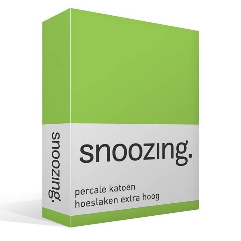 Foto van Snoozing - hoeslaken - percale katoen - extra hoog - 120x220 - lime