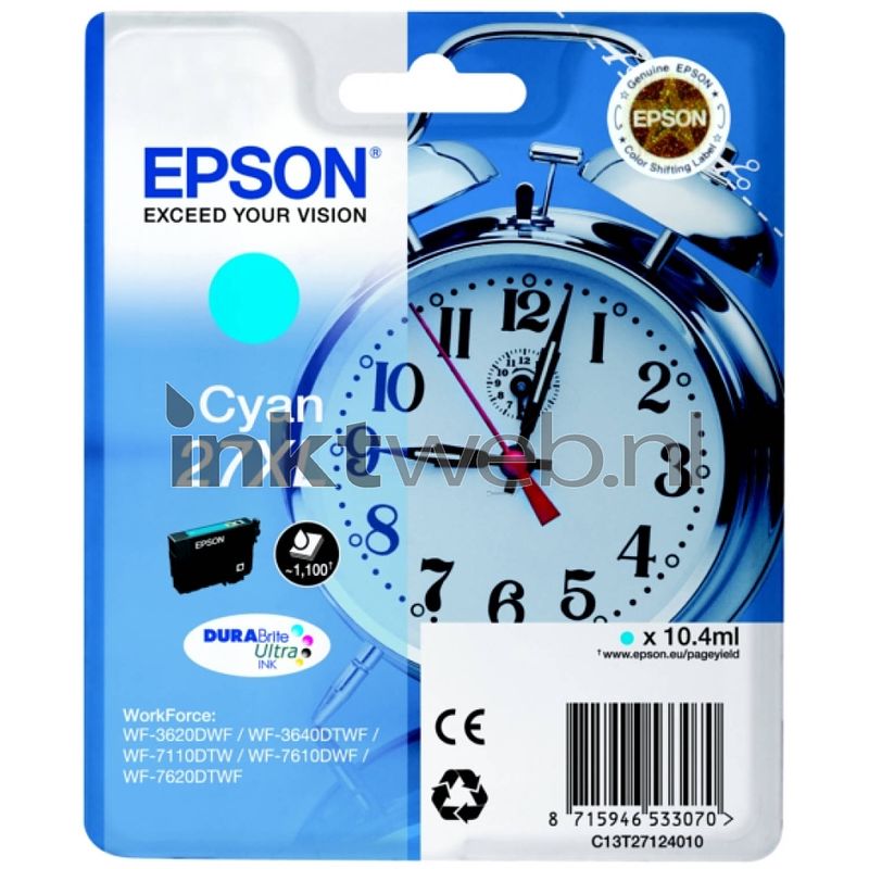 Foto van Epson 27xl cyaan cartridge