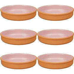 Foto van 6x stuks tapas/hapjes serveren/oven schaal terracotta/roze 23 x 4 cm - snack en tapasschalen