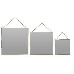 Foto van 4goodz set 3 vierkante spiegels met ophangketting 20/30/35 cm - goud