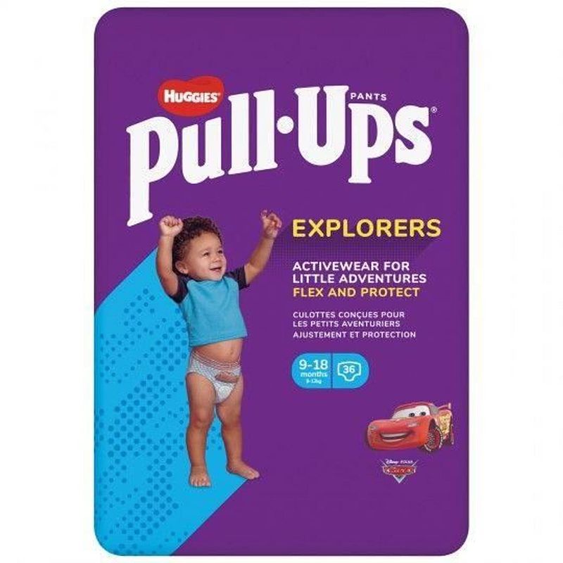 Foto van Huggies pull-ups babyjongensluiers - maat 4 - 9 tot 18 maanden - 8 tot 12 kg - pak met 36 luiers