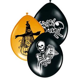 Foto van 16x stuks halloween decoratie ballonnen zwart/oranje - horror ballon versiering