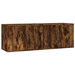 Foto van The living store tv-wandmeubel - gerookt eiken - 57 x 34.5 x 40 cm - strak en klassiek design - duurzaam materiaal