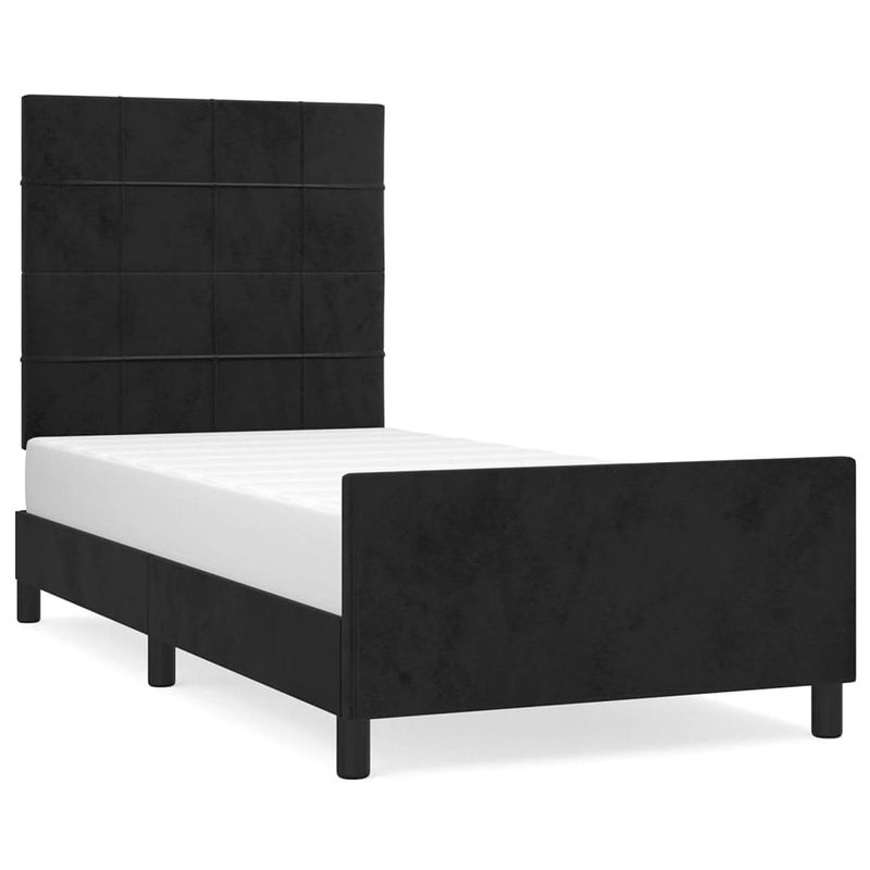 Foto van The living store bedframe velvet - 203 x 93 x 118/128 cm - zwart