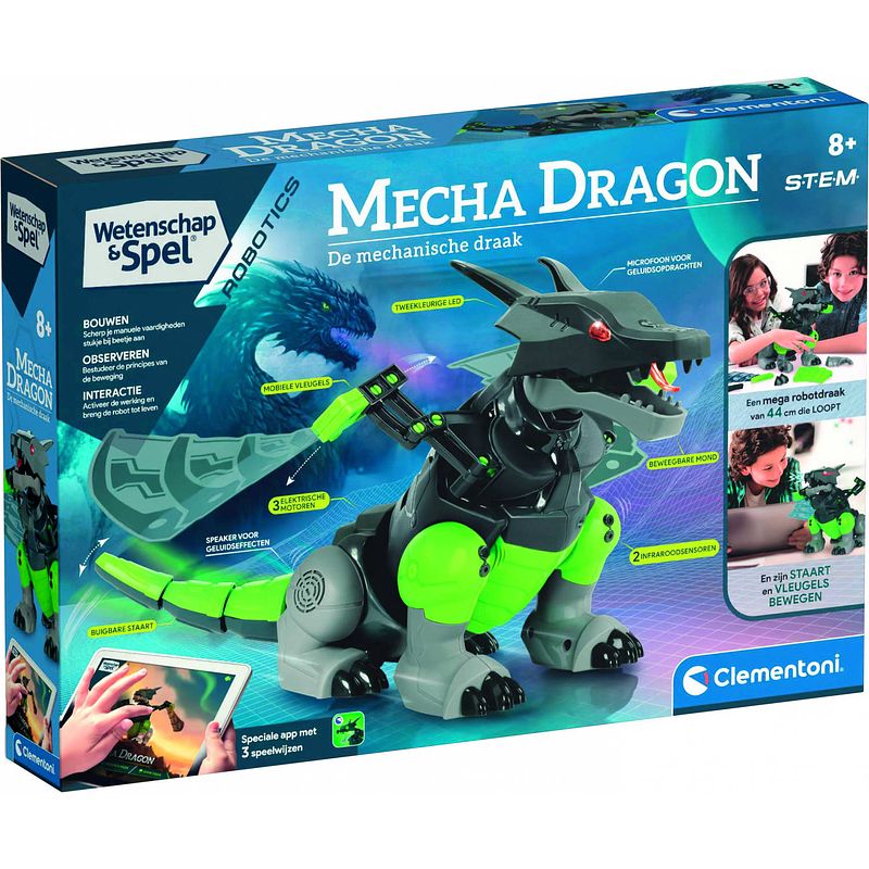 Foto van Clementoni robot mecha dragon junior 44 cm grijs/groen