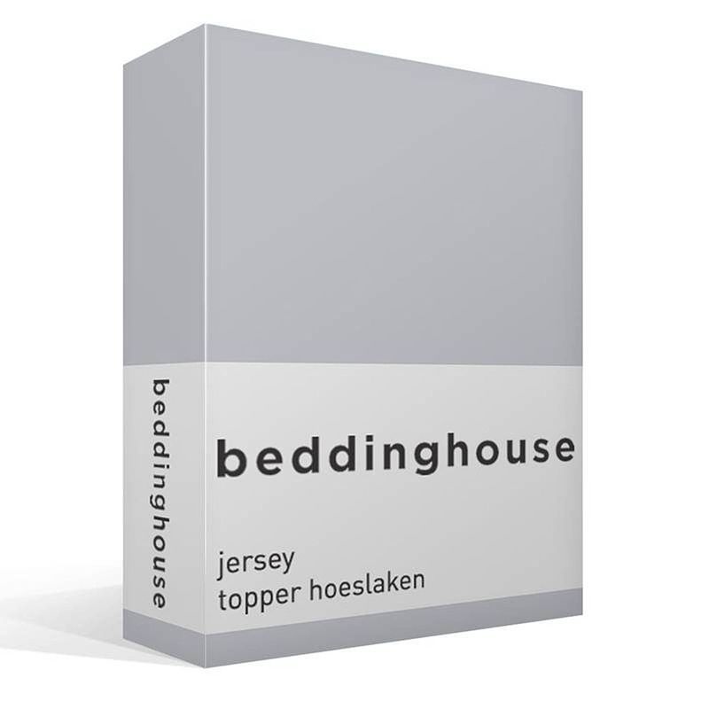 Foto van Beddinghouse jersey topper hoeslaken - 100% gebreide jersey katoen - 2-persoons (140x200/220 cm) - light grey