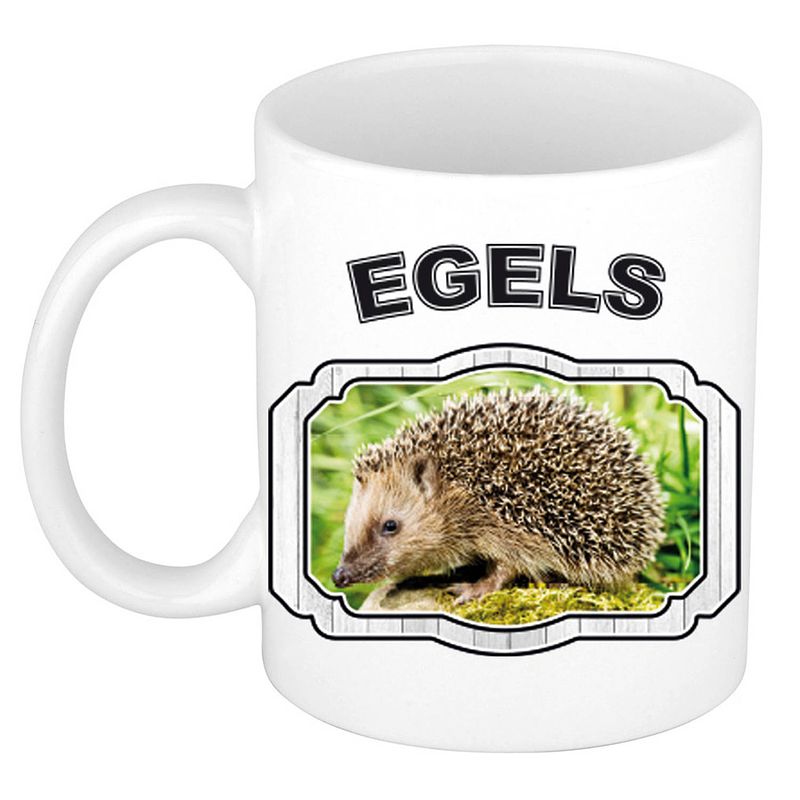 Foto van Dieren egel beker - egels/ egels mok wit 300 ml - feest mokken