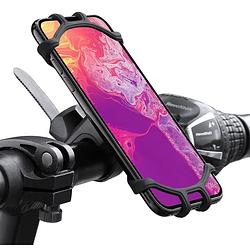 Foto van Basey universele telefoonhouder fiets scooter en buggy - fiets telefoonhouder siliconen - 360 graden draaibaar - zwart