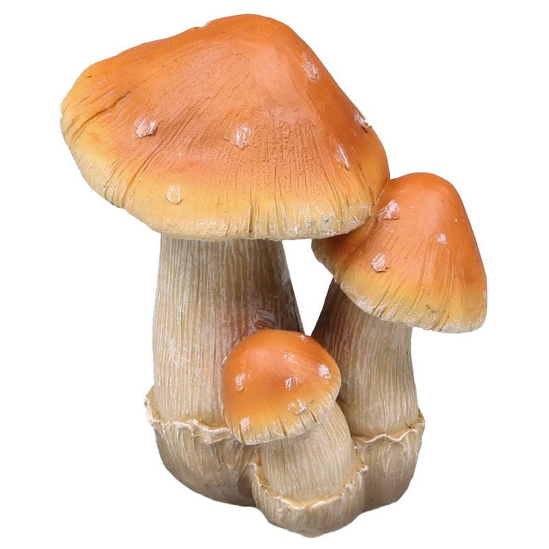 Foto van Decoratie huis/tuin beeldje paddenstoelen setje - boleet - bruin/wit - 11 x 20 cm - tuinbeelden