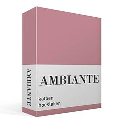 Foto van Ambiante cotton uni hoeslaken - 100% katoen - lits-jumeaux (200x210/220 cm) - pink