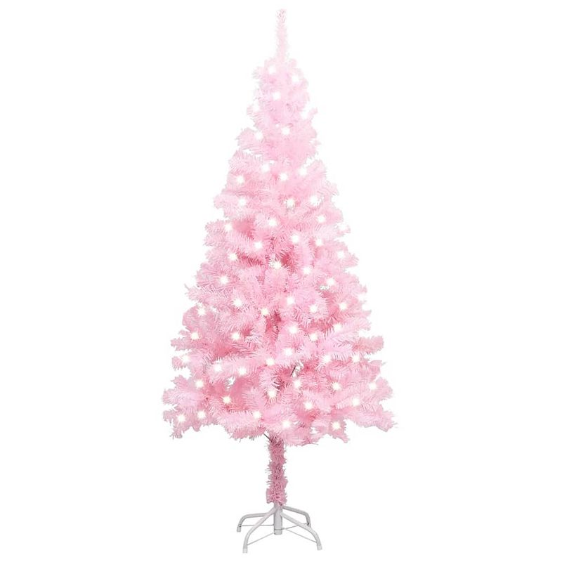 Foto van Vidaxl kunstkerstboom met led's en standaard 120 cm pvc roze