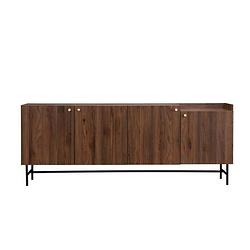 Foto van Groot dressoir - walnoot decor en metalen poten - 4 deuren 3 lades - lodge - l 195 x d 39,5 x h 75 cm