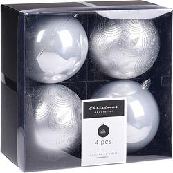 Foto van 12x kerstboomversiering luxe kunststof kerstballen zilver 10 cm - kerstbal