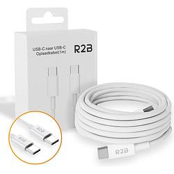 Foto van R2b® usb-c naar usb-c kabel - 1 meter - extra stevig - usb-c oplader - wit