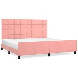 Foto van Vidaxl bedframe met hoofdeinde fluweel roze 200x200 cm