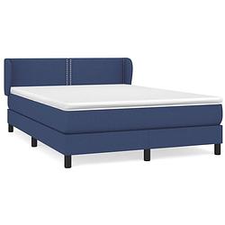 Foto van The living store boxspringbed - blauw - 203 x 147 x 78/88 cm - duurzaam materiaal - verstelbaar hoofdbord -