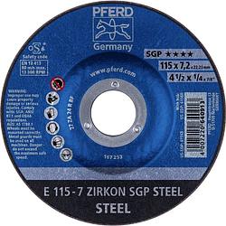 Foto van Pferd 62211737 e 115-7 zirkon sgp steel afbraamschijf gebogen 115 mm 22.23 mm 10 stuk(s)