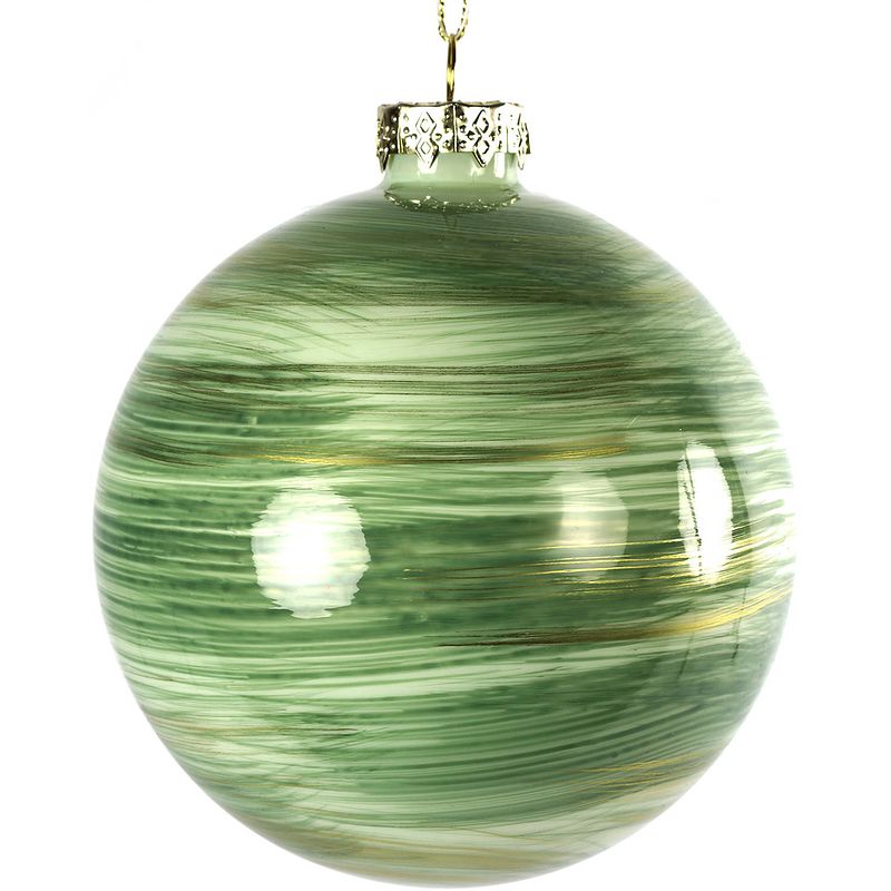 Foto van Non-branded kerstbal noury 15 cm glas groen/goud