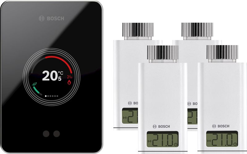 Foto van Bosch easycontrol ct200 zwart + 4x bosch easycontrol smart radiator thermostat rt10-rf