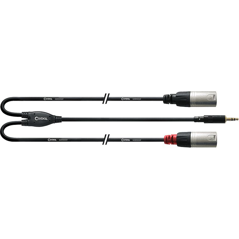 Foto van Cordial cfy1.5wmm-long intro verloopkabel 3.5mm trs jack - 2x xlr 1.5m zwart