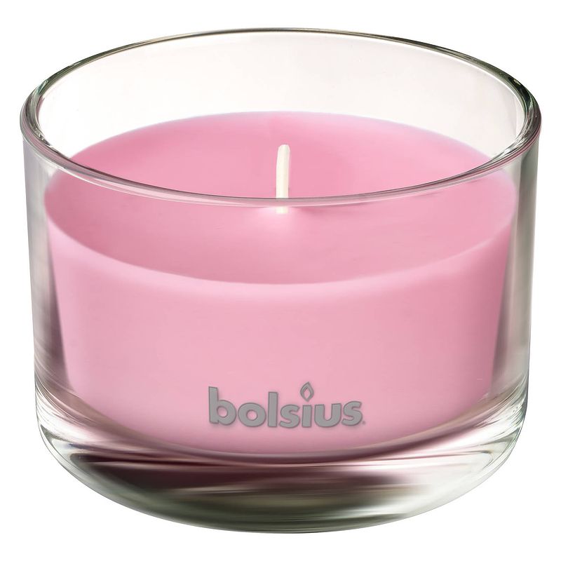 Foto van Bolsius geurkaars true scents magnolia 9,2 cm glas/wax roze