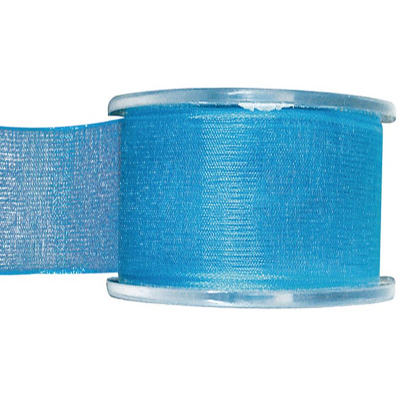 Foto van 1x hobby/decoratie turquoise organza sierlinten 4 cm/40 mm x 20 meter - cadeaulinten