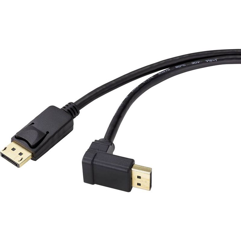 Foto van Renkforce displayport aansluitkabel displayport stekker, displayport stekker 1.00 m zwart sp-9163728 vergulde steekcontacten displayport-kabel