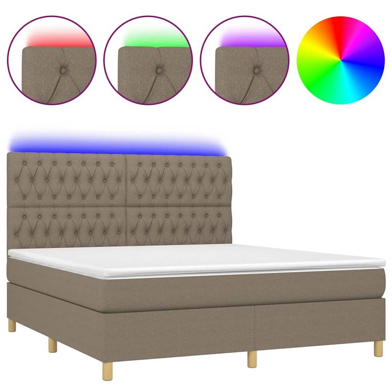 Foto van The living store boxspring bed - 203 x 160 x 118/128 cm - inclusief matras en led-verlichting