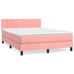 Foto van The living store boxspringbed - the living store - bed - 203x144x78/88 cm - roze fluweel