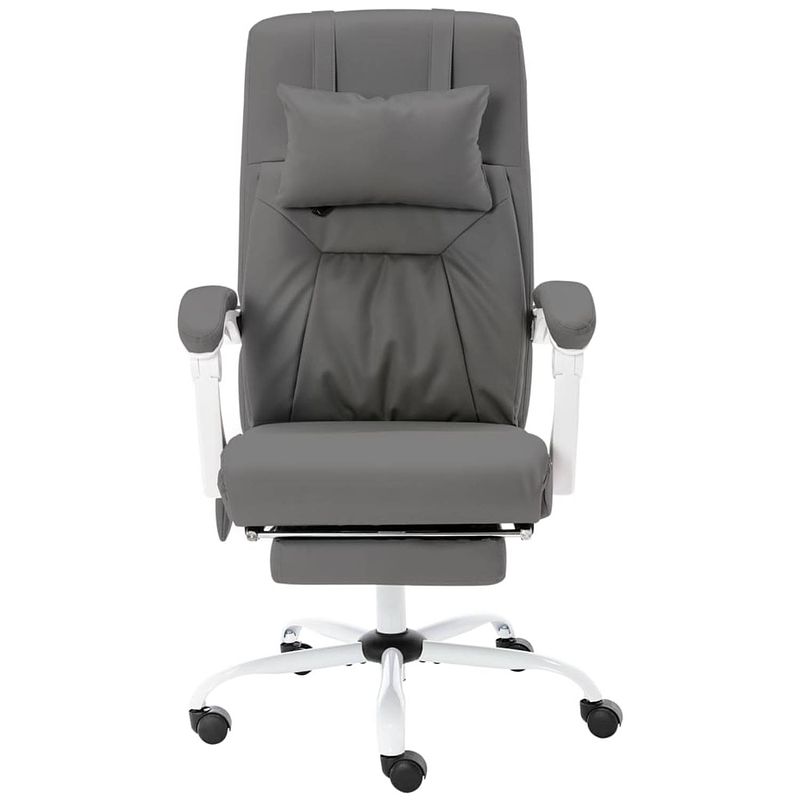 Foto van The living store ergonomische kantoorstoel - massage en ligfunctie - grijs - kunstleer - 60x64x(112-121)cm - hoge