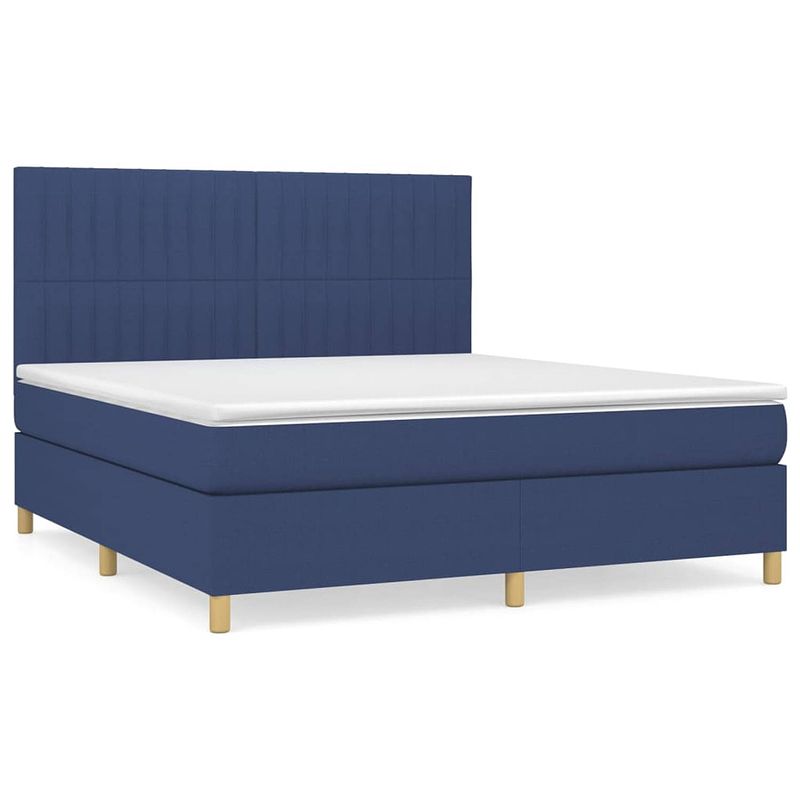 Foto van The living store boxspring met matras stof blauw 180x200 cm - bed