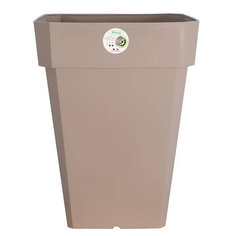 Foto van Riviera soleilla vierkante plastic bloempot - 39 x 39 x h 45 cm - 65 l - taupe