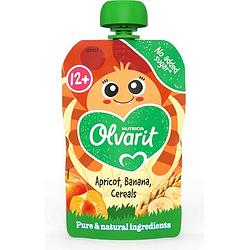 Foto van Olvarit 12+ maanden knijpfruit abrikoos banaan granen 100g bij jumbo