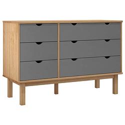 Foto van The living store otta ladekast - 111 x 42 x 73.5 cm - massief grenenhout - bruin/grijs