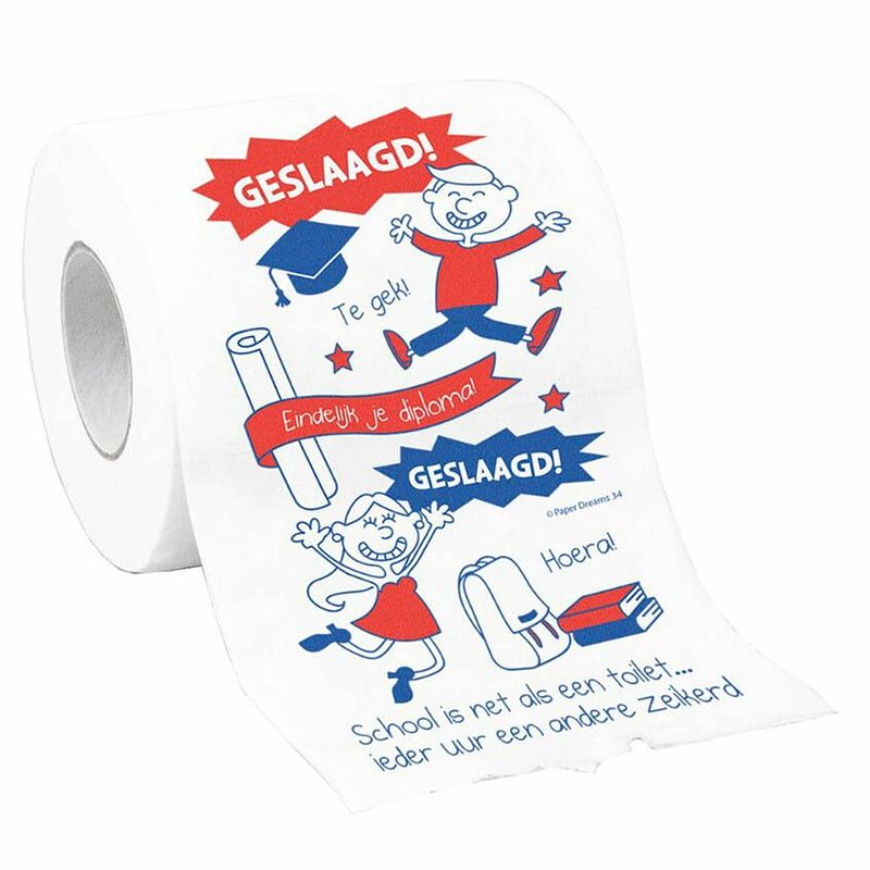 Foto van Toiletrol/wc-papier rol geslaagd cadeau feestversiering/decoratie - fopartikelen