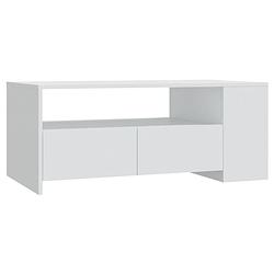 Foto van The living store salontafel - wit - 102 x 55 x 42 cm - bewerkt hout - multifunctioneel