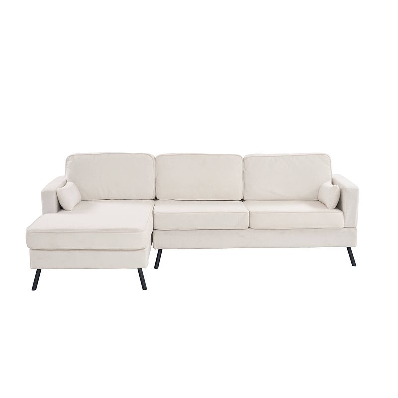 Foto van Hoekbank design lizza 270cm bank beige teddy loungebank zowel links als rechts bankstel