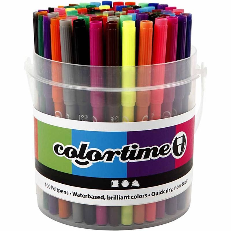 Foto van Colortime emmer stiften lijndikte 2 mm multicolor 100 stuks