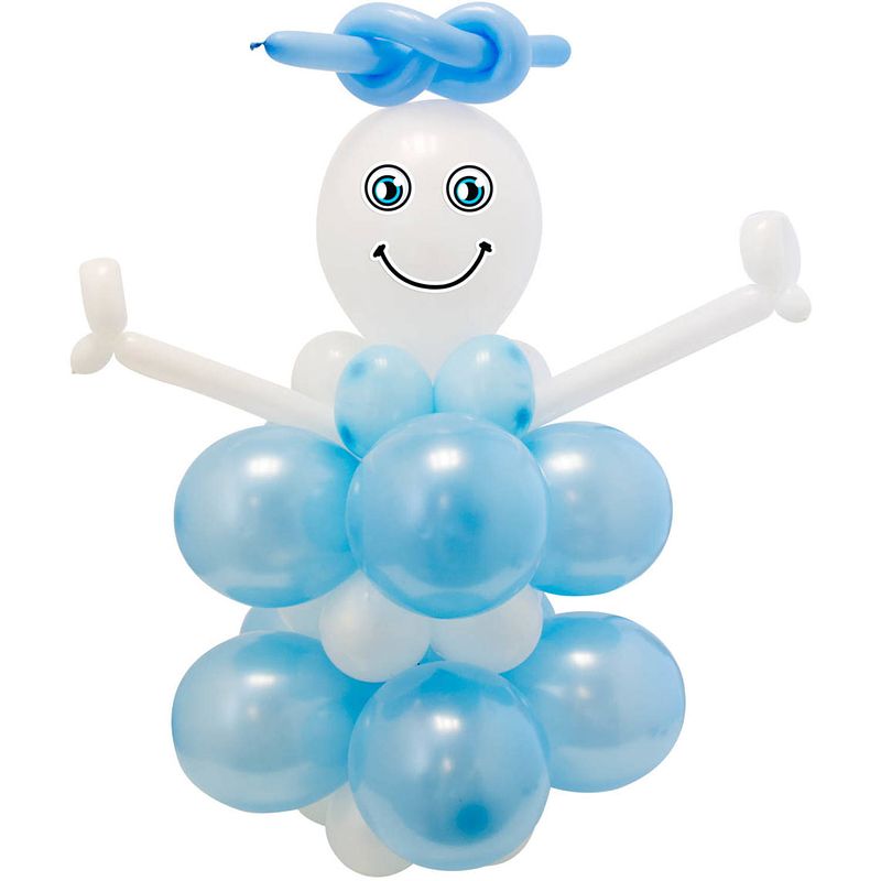 Foto van Folat ballonnenset geboorte jongen 95 cm latex blauw/wit