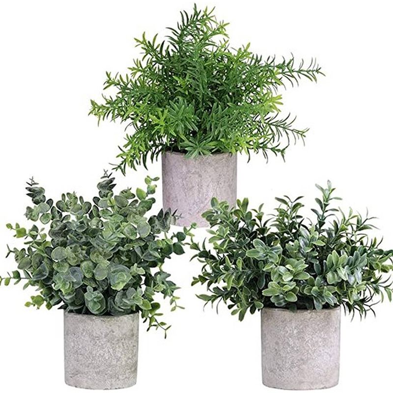Foto van Greendream® kunstplanten - kleine kunstplanten - kamerplanten - 3 stuks - kunstplanten 20cm