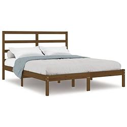 Foto van The living store houten bedframe - 140 x 200 cm - honingbruin - massief grenenhout - montage vereist