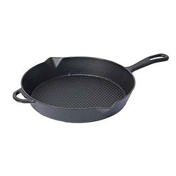 Foto van Gietijzeren ronde grillpan mat zwart, 28cm - sürel