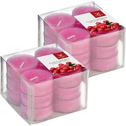 Foto van 24x geurtheelichtjes cranberry/roze 4 branduren - geurkaarsen