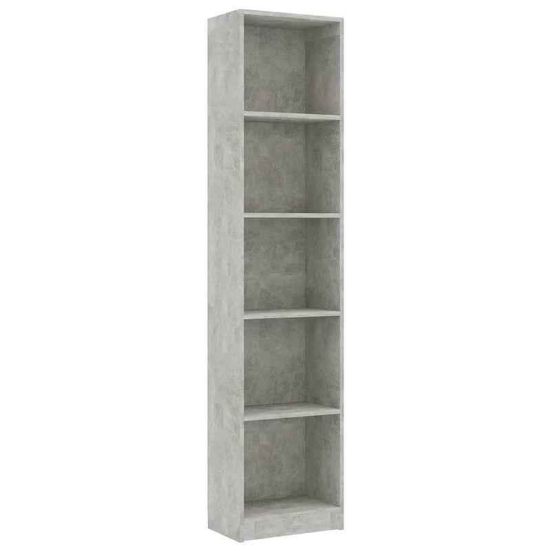 Foto van The living store boekenkast - bewerkt hout - 40 x 24 x 175 cm - betongrijs