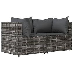 Foto van The living store tuinhoekbanken - grijs - pe-rattan - 63 x 63 x 57.5 cm - modulair ontwerp