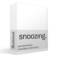 Foto van Snoozing - hoeslaken - percale katoen - extra hoog - 140x200 - wit