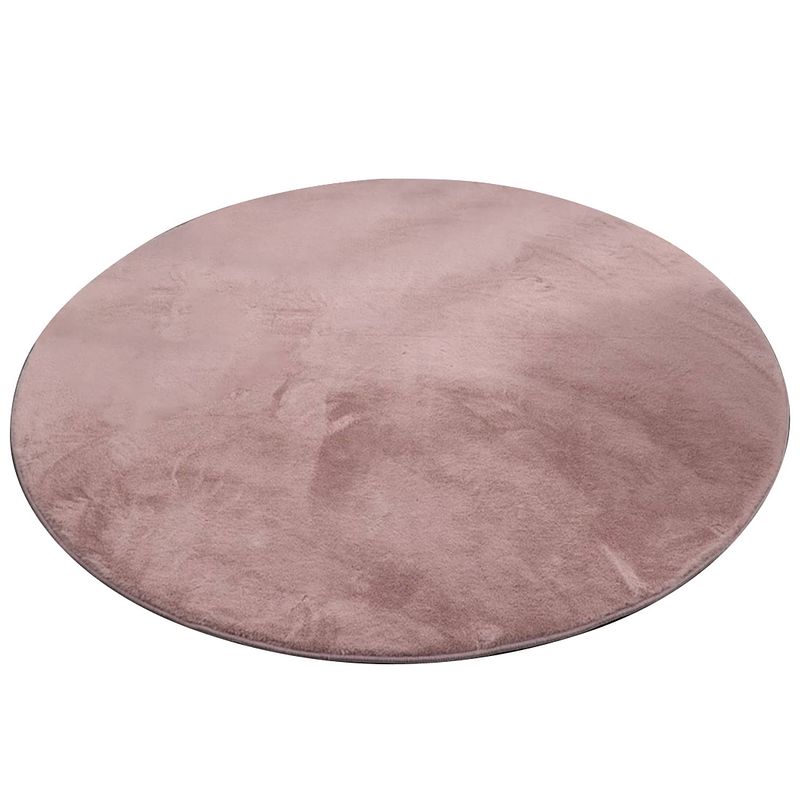 Foto van Vloerkleed 160cm roze rond hoogpolig liv fluffy vloerkleed