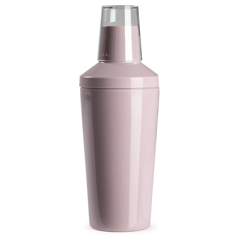 Foto van Cocktailshaker van kunststof in het oud roze 500 ml - 23 cm hoog - cocktailshakers