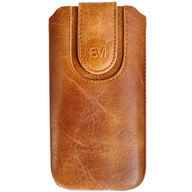 Foto van Hem insteekhoes - geschikt voor iphone 6 / 6s - bruin - suede look - met handig trekkoord en magneetsluiting