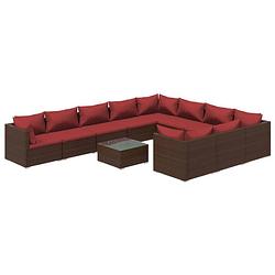 Foto van Vidaxl 11-delige loungeset met kussens poly rattan bruin